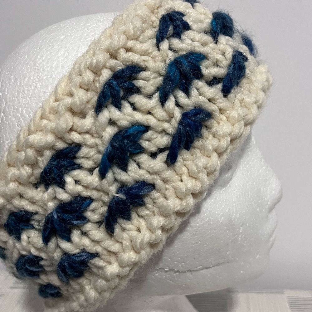 NWT Head Band Ear Warmer Hand-knit Sz M-L wool/acrylic chunky mix stretch warm